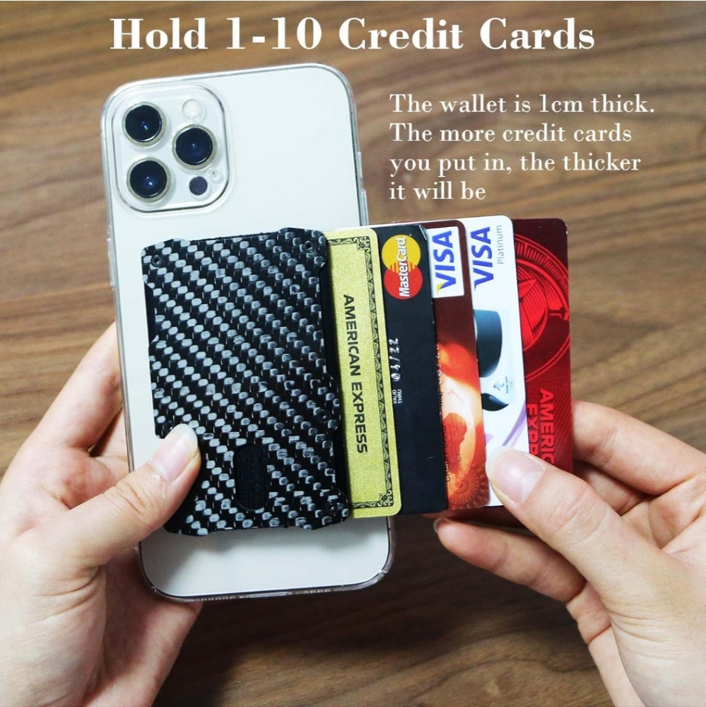 NIB wxm magnetic phone wallet minimalist, carbon fiber & rfid blocking - Picture 5 of 8